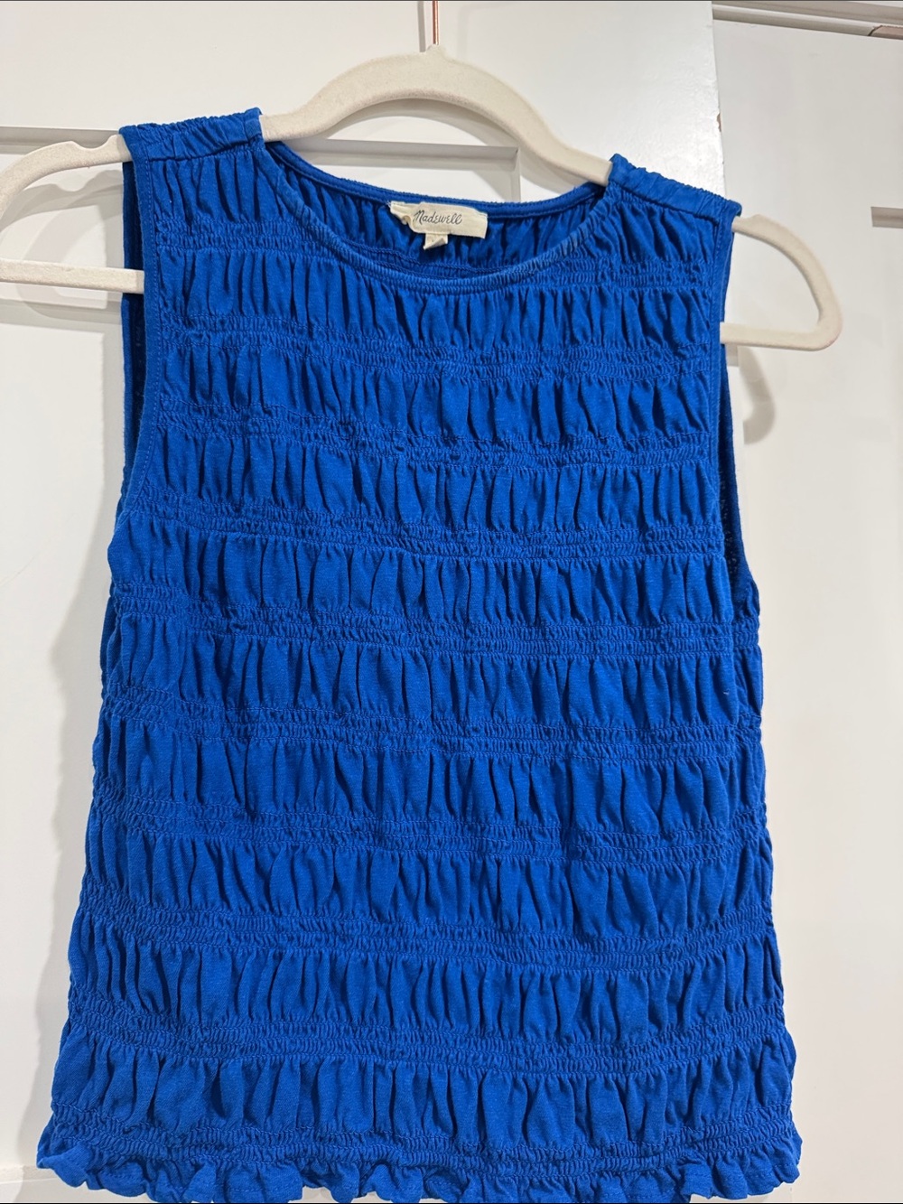 Madewell Cobalt Blue Smocked Sleeveless Tank